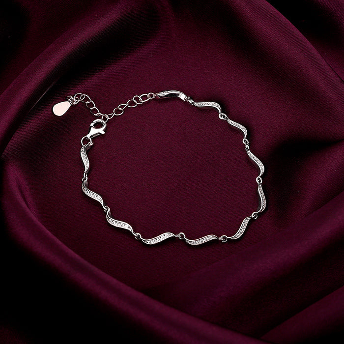 Women's Silver Graceful Waves Bracelet