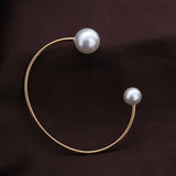 Women's Gold Pearl Cuff Bangle Bracelet Waterproof & Anti-Tarnish