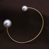 Women's Gold Pearl Cuff Bangle Bracelet Waterproof & Anti-Tarnish