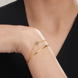 Women's Gold Double Layer Stone Cuff Bracelet Waterproof & Anti-Tarnish