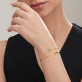 Women's Gold Double Layer Stone Cuff Bracelet Waterproof & Anti-Tarnish