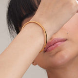 Women's Gold Flat Wire Bangle Bracelet Waterproof & Anti-Tarnish