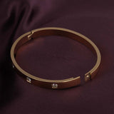Women's Gold Dazzling Stone Bangle Bracelet Waterproof & Anti-Tarnish