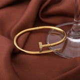 Women's Gold Nail Bangle Bracelet Waterproof & Anti-Tarnish