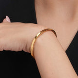 Women's Gold Plain Stackable Bangle Bracelet |4MM Waterproof & Anti-Tarnish