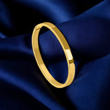 Women's Gold Plain Stackable Bangle Bracelet |4MM Waterproof & Anti-Tarnish