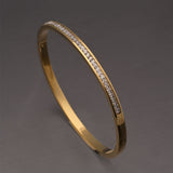 Women's Gold Sparkling Line Bangle Bracelet Waterproof & Anti-Tarnish