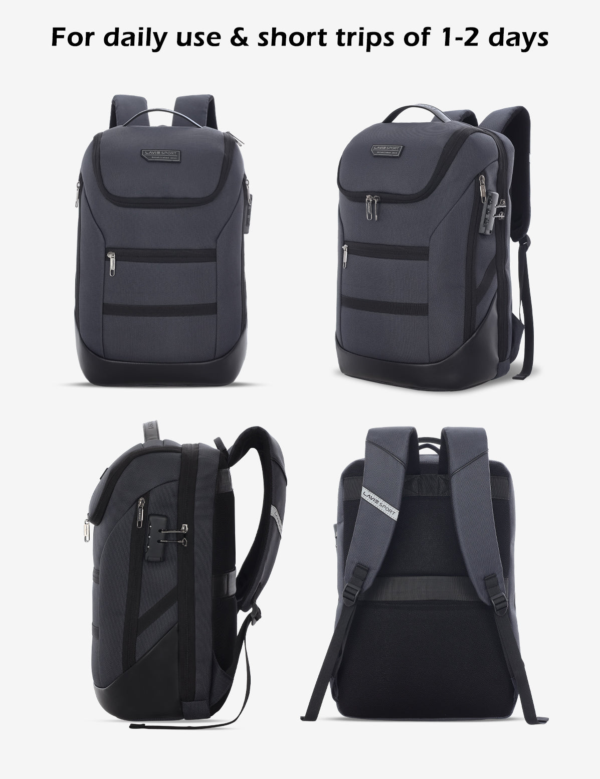 Unisex Black Work Solid Laptop Backpack