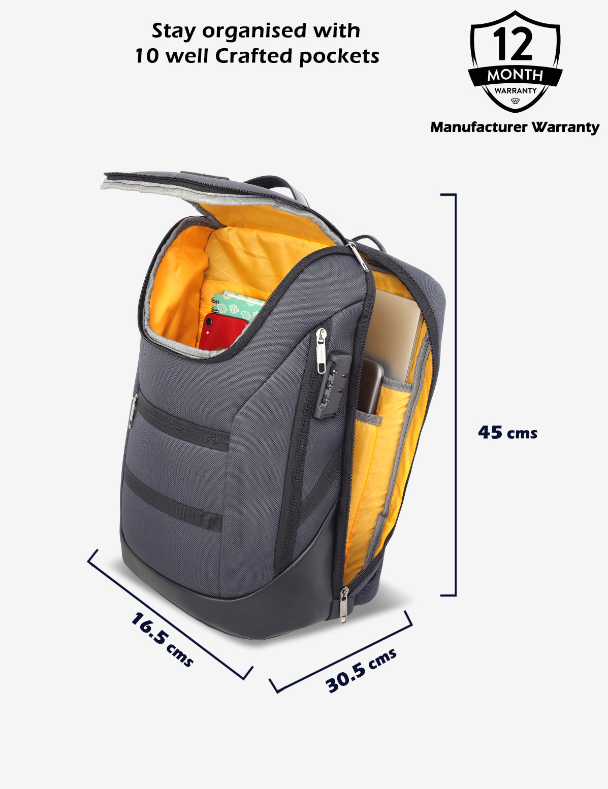 Unisex Black Work Solid Laptop Backpack