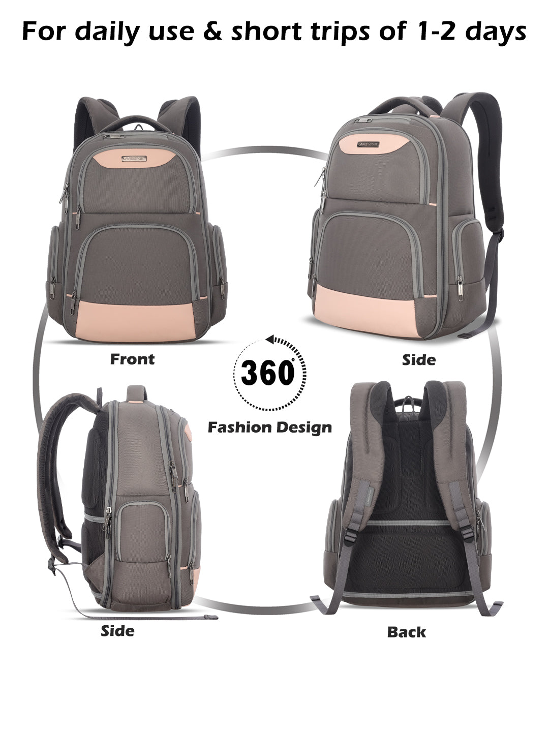 Unisex Pink Work Solid Laptop Backpack