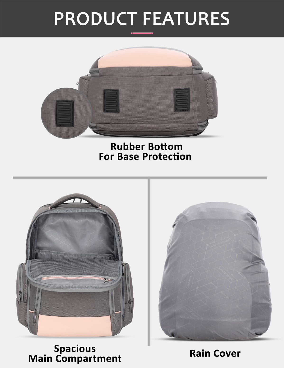 Unisex Pink Work Solid Laptop Backpack