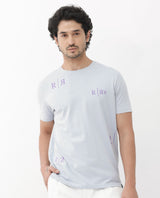 Men's Grey Casual Regular Fit Printed Half Sleeves Tshirt