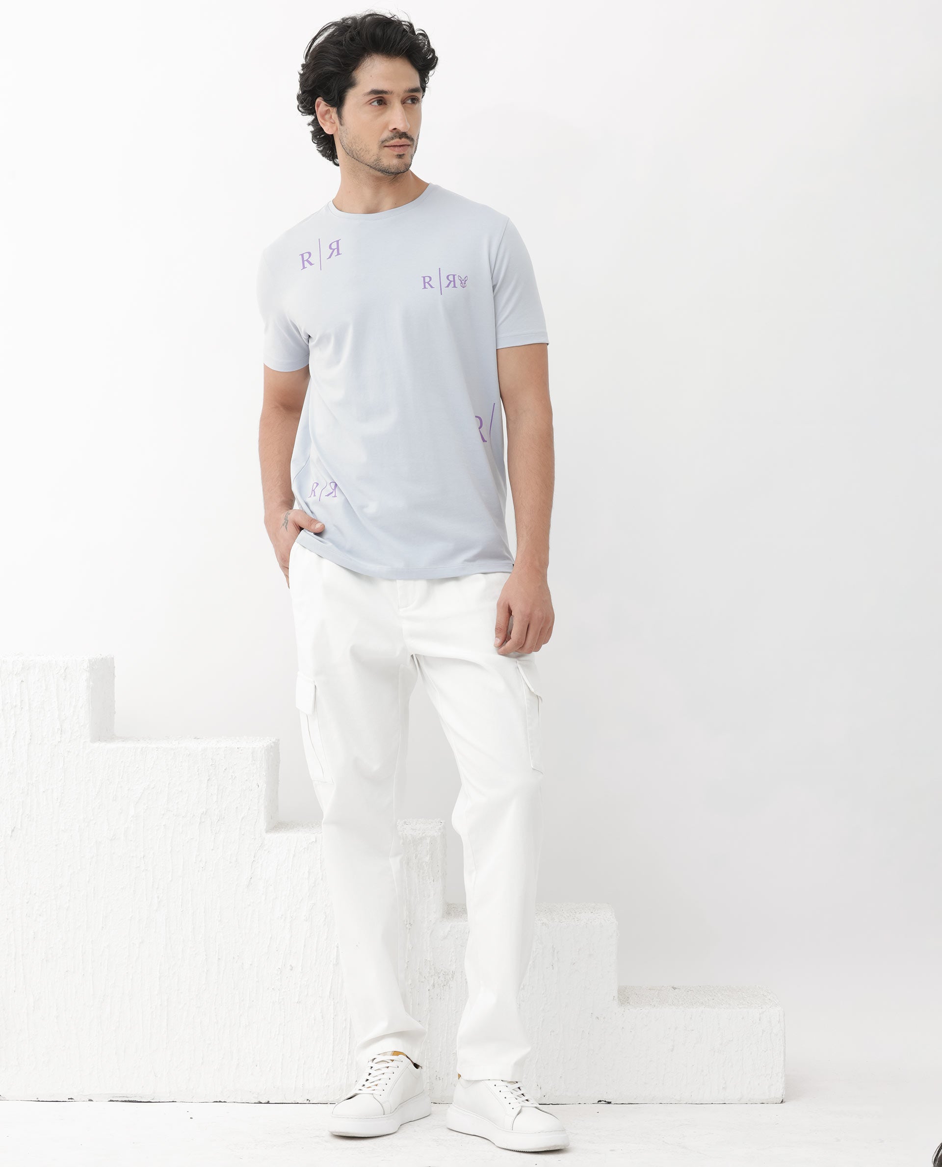 Men's Grey Casual Regular Fit Printed Half Sleeves Tshirt
