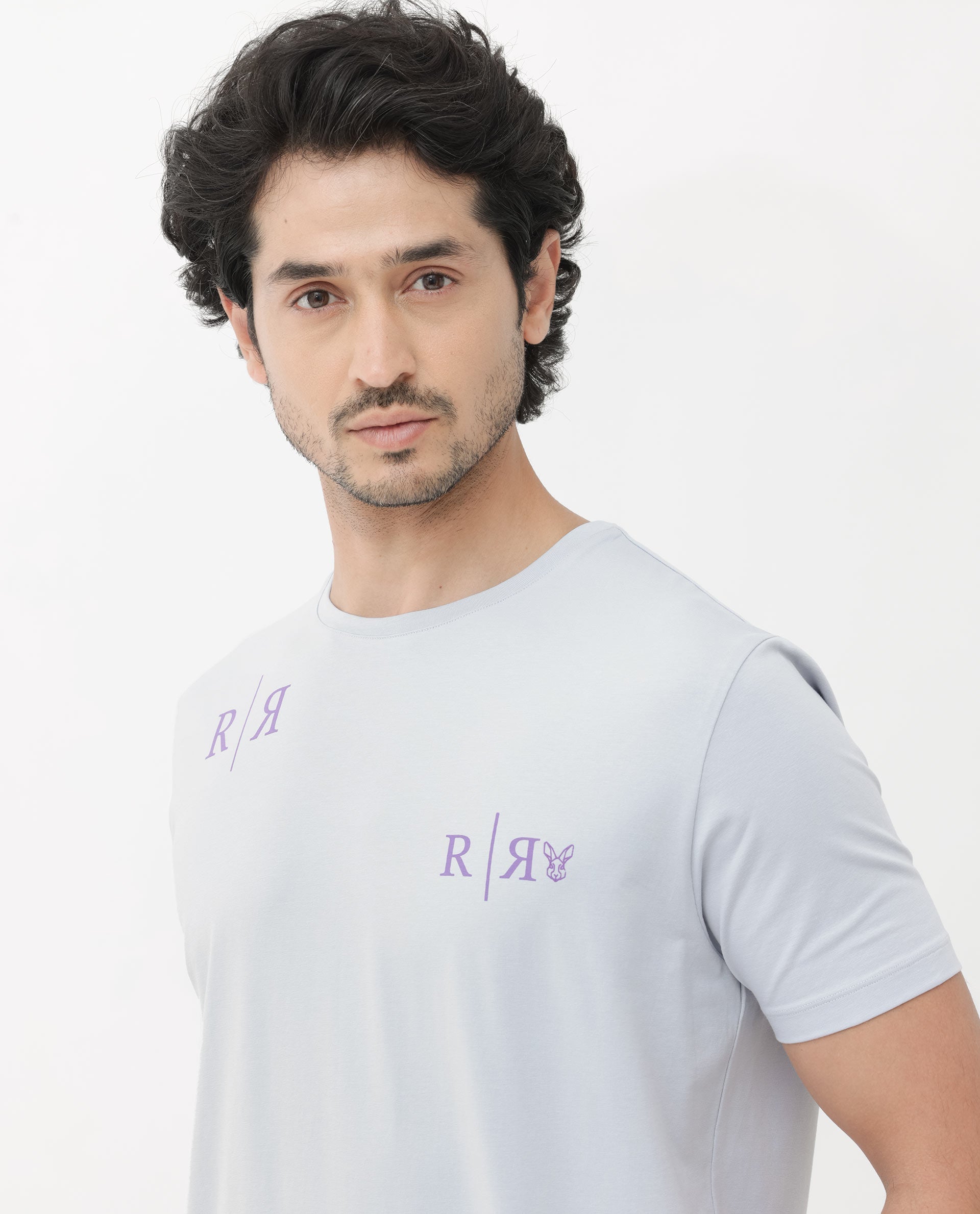 Men's Grey Casual Regular Fit Printed Half Sleeves Tshirt