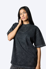 Unisex Black Casual Oversized Fit Solid Half Sleeves Tshirt