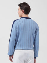Men's Blue Casual Solid Full Sleeves Tshirt