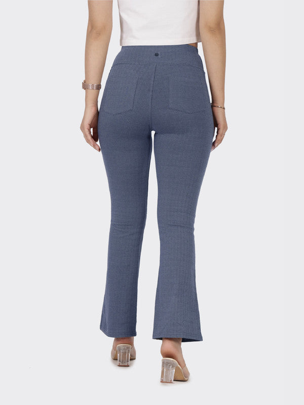 Women's Blue Casual Solid Pant