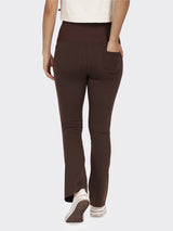 Women's Brown Solid Sports High Rise Trouser - Tall
