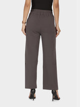 Women's Gray Solid Sports High Rise Pant