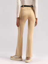 Women's Beige Solid Sports High Rise Pant