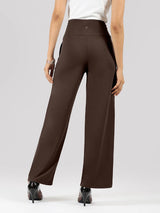Women's Brown Formal Solid Pant