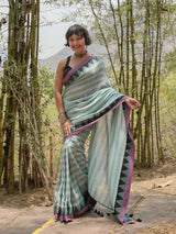Women's Green Slub Saree