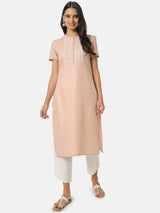 Women's Beige Casual Regular Fit Kurta