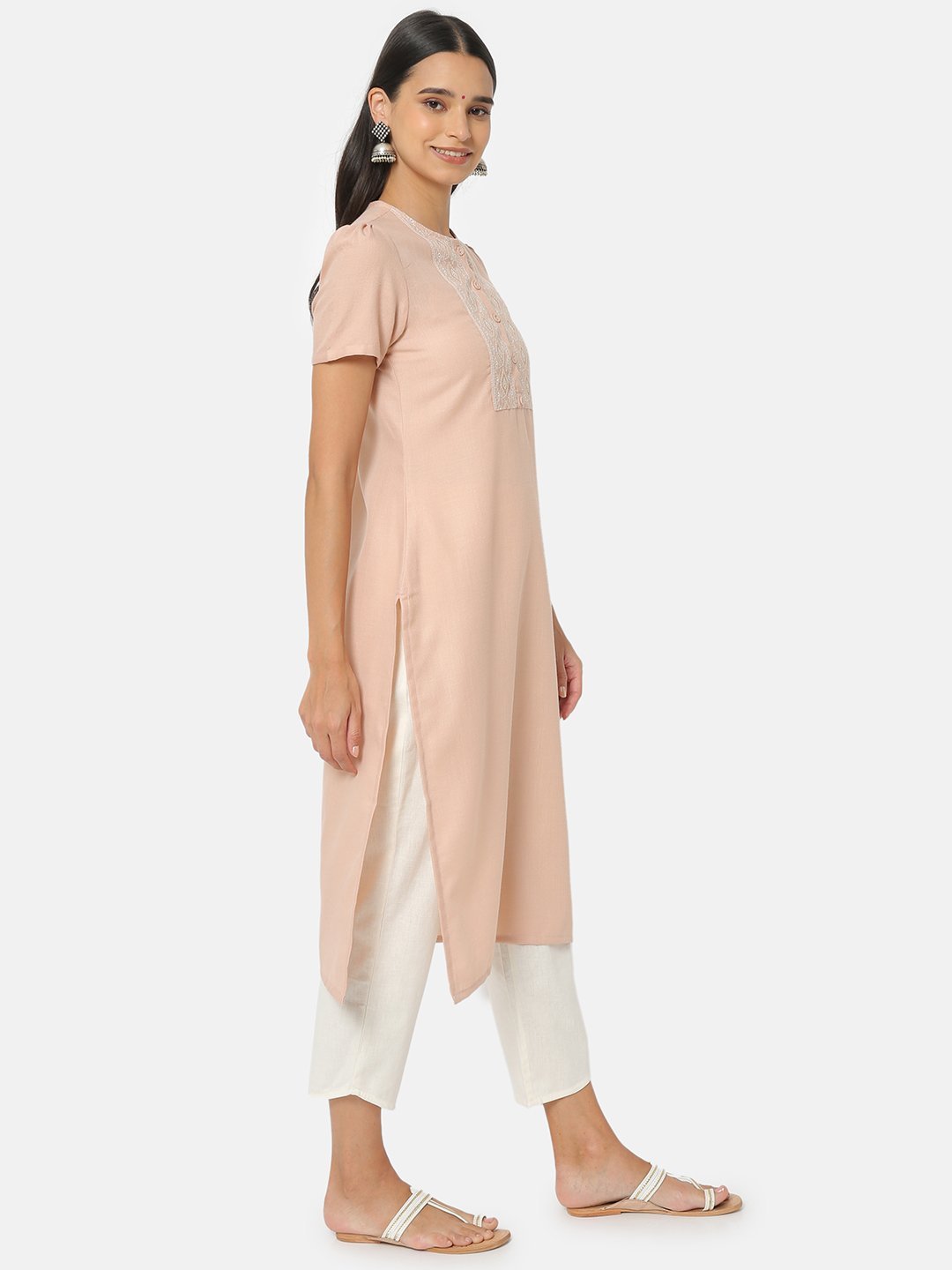 Women's Beige Casual Regular Fit Kurta