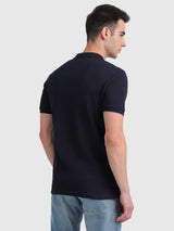 Mens Blue Casual Slim Fit Solid Half Sleeves Tshirt