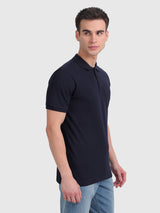 Mens Blue Casual Slim Fit Solid Half Sleeves Tshirt