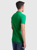 Mens Green Casual Slim Fit Solid Half Sleeves Tshirt