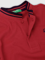 Boys Red Casual Regular Fit Solid Half Sleeves Tshirt