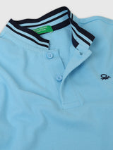 Boys Blue Casual Regular Fit Solid Half Sleeves Tshirt