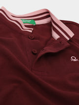 Boys Maroon Casual Regular Fit Solid Half Sleeves Tshirt