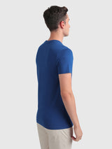 Mens Blue Casual Slim Fit Solid Half Sleeves Tshirt