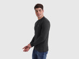 Mens Grey Casual Slim Fit Solid Full Sleeves Tshirt