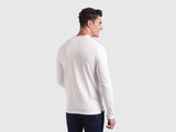 Mens White Casual Slim Fit Solid Full Sleeves Tshirt