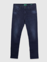 Mens Blue Casual Skinny Fit Jeans