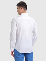 Mens White Casual Slim Fit Solid Full Sleeves Shirt
