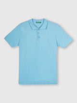 Mens Blue Casual Slim Fit Solid Half Sleeves Tshirt
