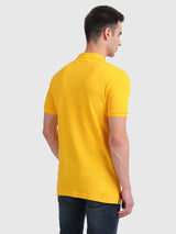 Mens Yellow Casual Slim Fit Solid Half Sleeves Tshirt