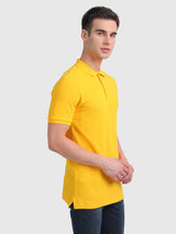 Mens Yellow Casual Slim Fit Solid Half Sleeves Tshirt