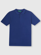 Mens Blue Casual Slim Fit Solid Half Sleeves Tshirt