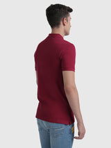 Mens Red Casual Slim Fit Solid Half Sleeves Tshirt