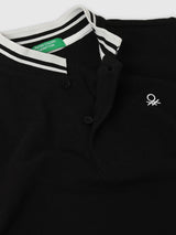 Boys Black Casual Regular Fit Solid Half Sleeves Tshirt