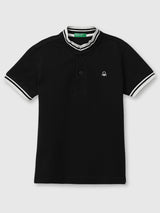 Boys Black Casual Regular Fit Solid Half Sleeves Tshirt