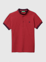 Boys Red Casual Regular Fit Solid Half Sleeves Tshirt