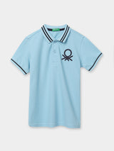 Boys Blue Casual Regular Fit Solid Half Sleeves Tshirt