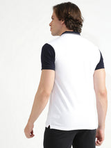 Mens White Casual Regular Fit Solid Half Sleeves Tshirt