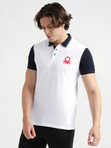 Mens White Casual Regular Fit Solid Half Sleeves Tshirt
